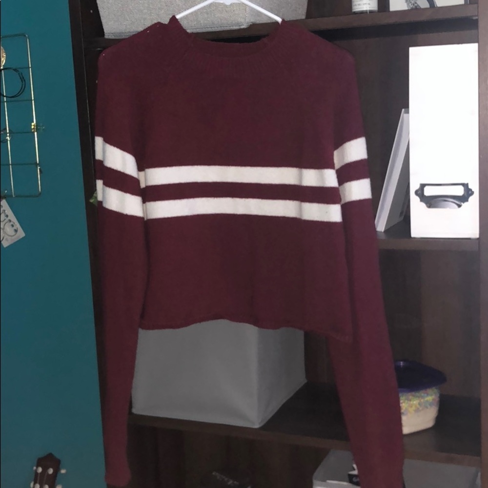 Maroon Striped Juniors Sweater